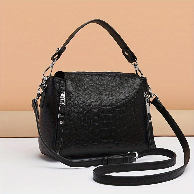 Women's fashion snake embossed shoulder bag, portable handbag, perfect for daily use