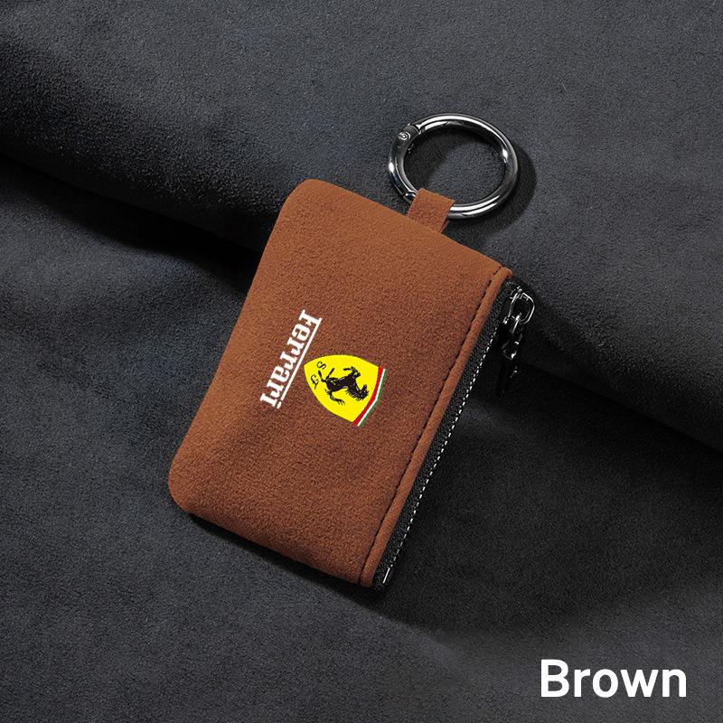 Car Key Bag Cover Case Suede Leather Key Wallet for Ferrari sp3 488 sf90 f40 f8 458 296 Purosangue Roma 599 612 Auto Accessories MQ2