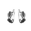 Infinity Design Huggie Hoop Earrings for Women with Black Stone Accents Silver Tone Earrings for Daily and Night Out