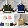 Canvas Tote Bag For Women With Zipper Pocket Casual Street Fashion Daily Use