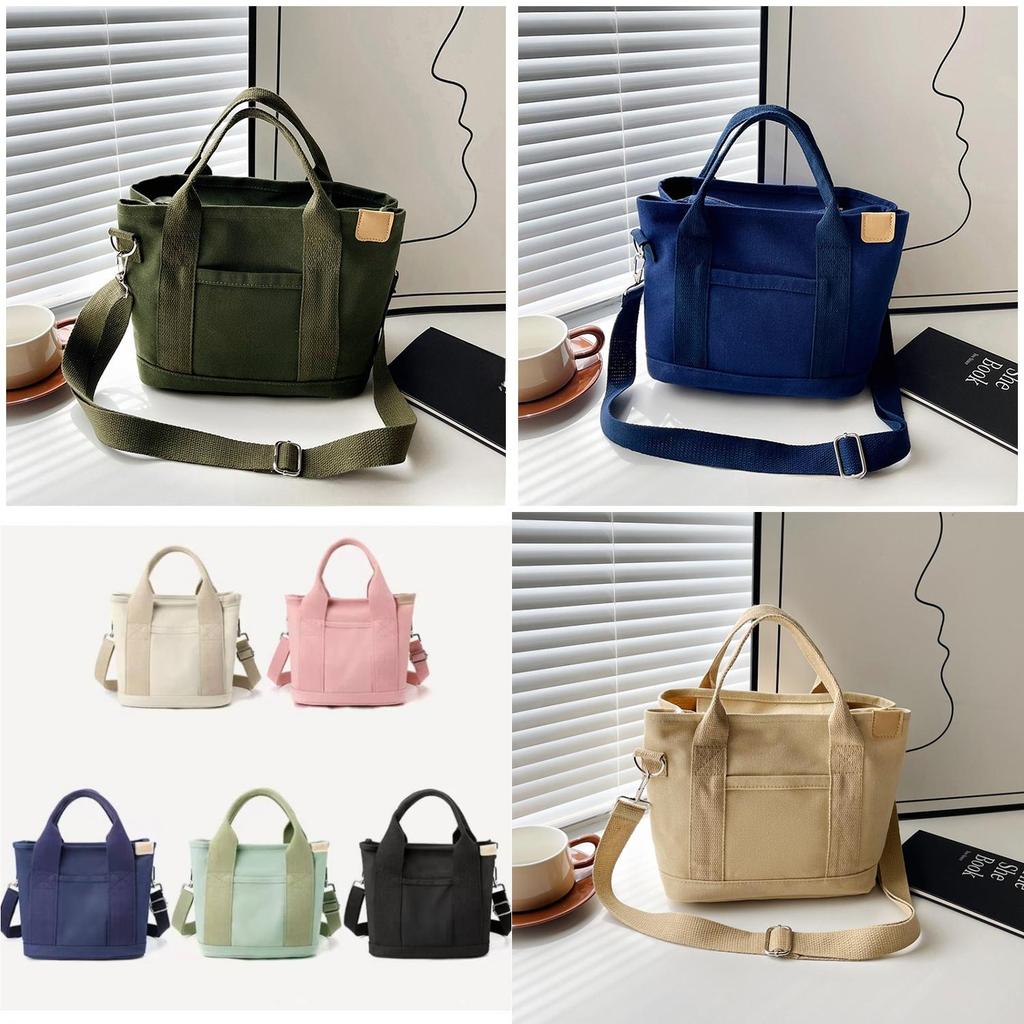 Canvas Tote Bag For Women With Zipper Pocket Casual Street Fashion Daily Use