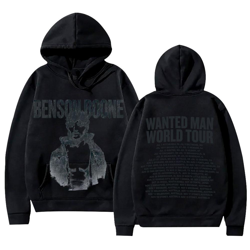 Benson Boone Merch Sweatshirts Wanted Man Asche Hoodie Mode High Street Kapuzenpullover Unisex Vintage Ästhetik Grafikdruck Pullover