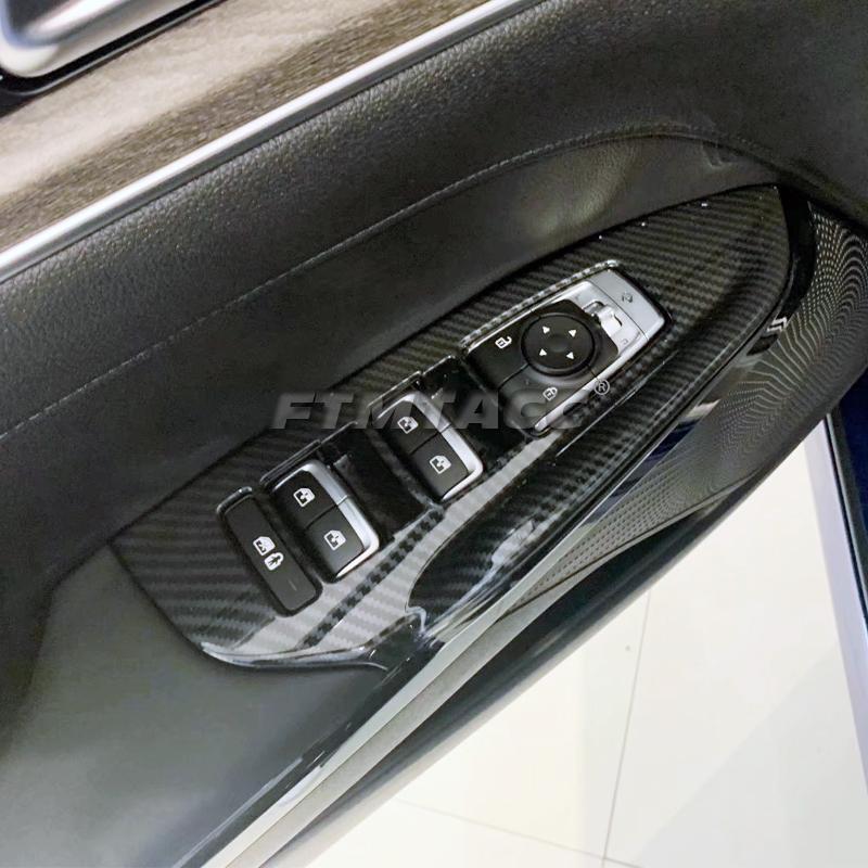 For Kia K5 Optima   2022 Car ABS Carbon Fiber Steering Wheel Door Armrest Panel Window Lift Switch Button Cover