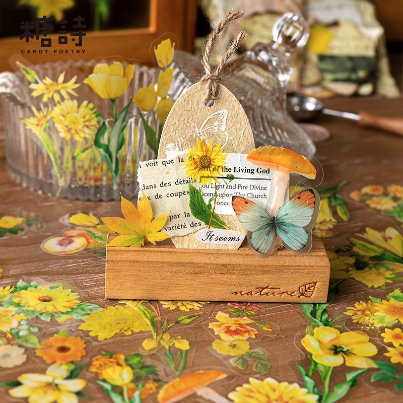 100Pcs/pack Vintage Botanical Stickers Aesthetic Flowers Handmade Material Decorative Stationery Sticker