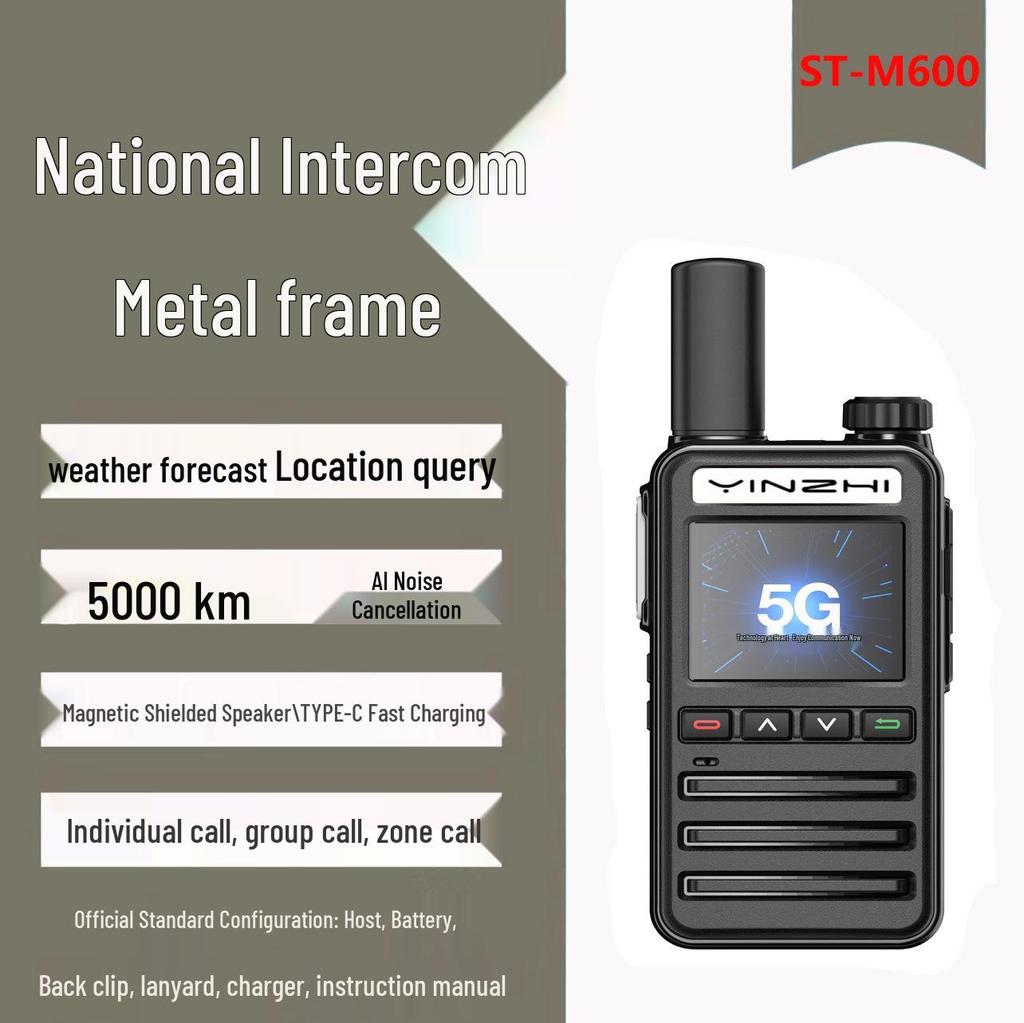 National Walkie-Talkie 5000km 5G/4G SIM High-Power Handheld Transceiver for Fleet, Hotel, or Construction