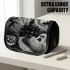 1pc Portable Flip-Top Halloween Themed Pencil Case with Double-Layer Zipper, Haunted Mansion Ghost Pumpkin Moo Design, Large Capacity Thickened Oxford