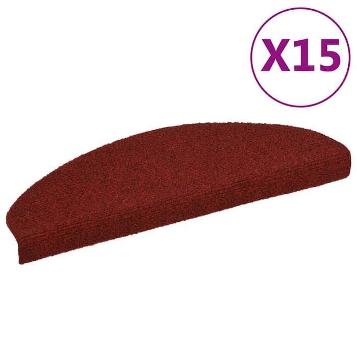 VidaXL 15x Tapis d'Escalier Auto-adhésif Poinçon Aiguilleté Rouge Protection 132700