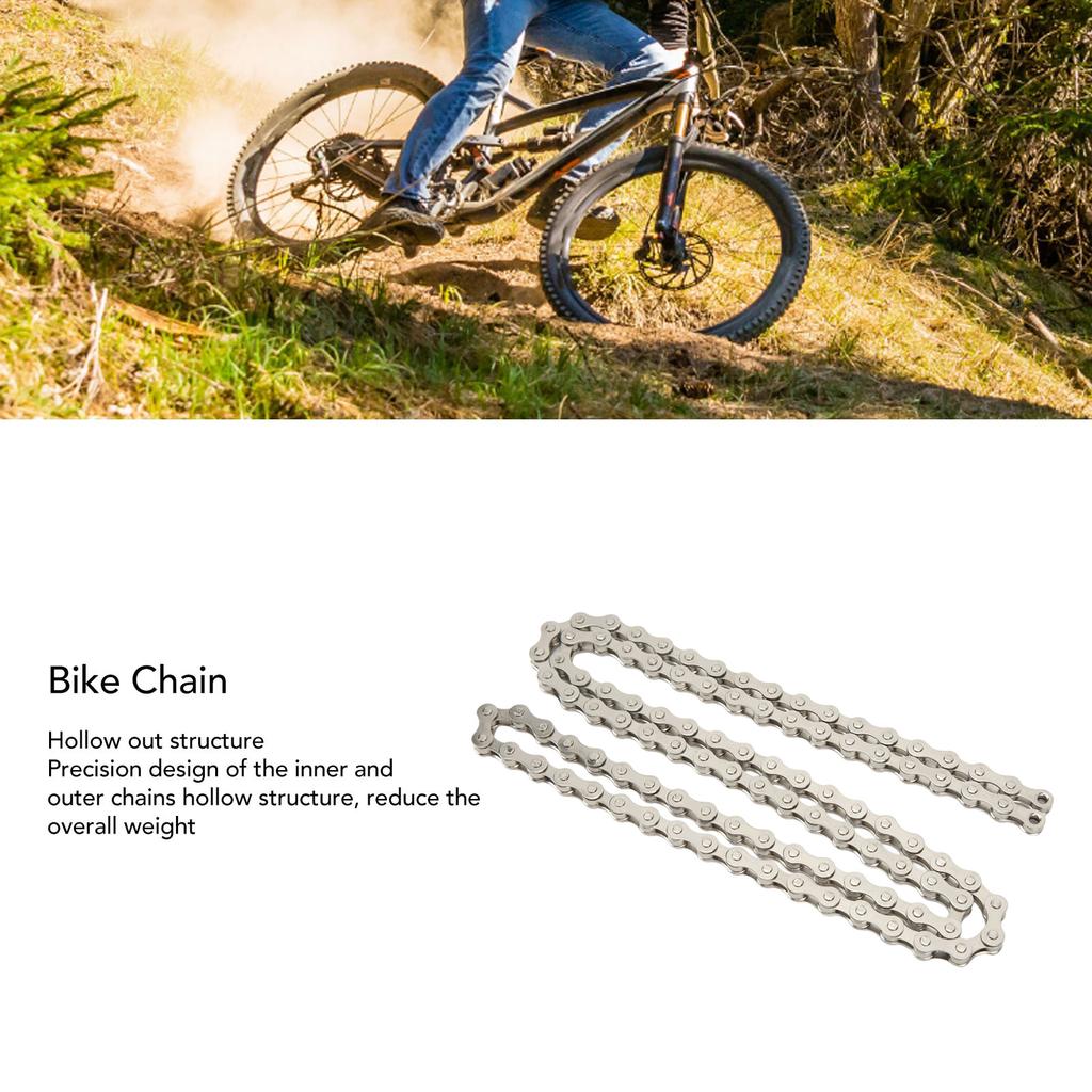 Cykelkedja 1V Växel Bergsvägscykelkedja Enkelväxel Ersättningskedja Silver
