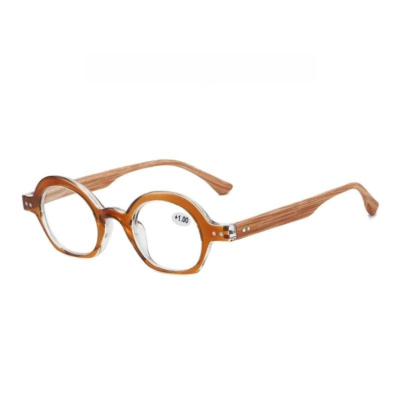New Fashionable HD Women's Reading Glasses Ultra Light Neutral High Quality Wood Grain Leg Anti Blue Light Glasses