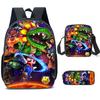 Set Zaino Cartone Animato Mario 3-in-1 Zaino per Studente per Laptop Borsa a Spalla Astuccio Zaino Scolastico per Bambini