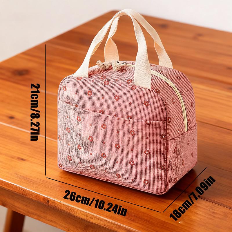 Lunch bag, bring food to work, portable, portable, insulated bento bag, corduroy strawberry meal bag, ice pack xtz