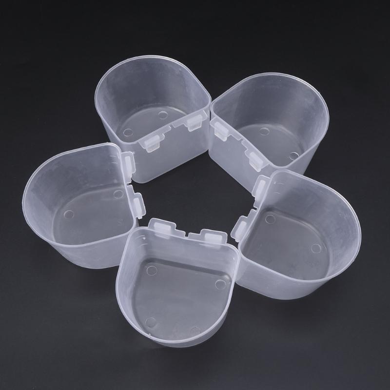5 Pieces Bird Feeding Cups Plastic Bowls Cage Hanging Dish for Finch Canary
