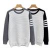 Autumn/Winter Color Block TB Sweater: Loose Fit, Long Sleeve, Round Neck, Casual Raglan Knitwear for Couples.