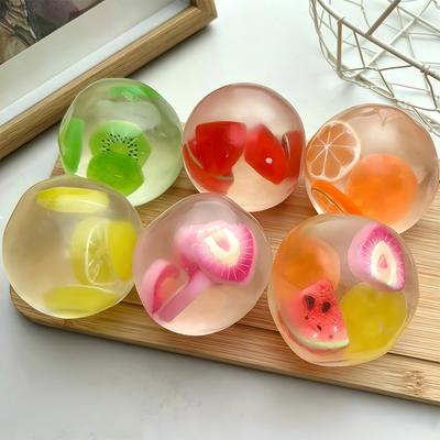 Squishy Fruit Coconut Oil Stress Ball Fidget Toys Transparency Plasticity Squeeze Toy Adult Funny Anti-Stress Sensory Toy Gift
