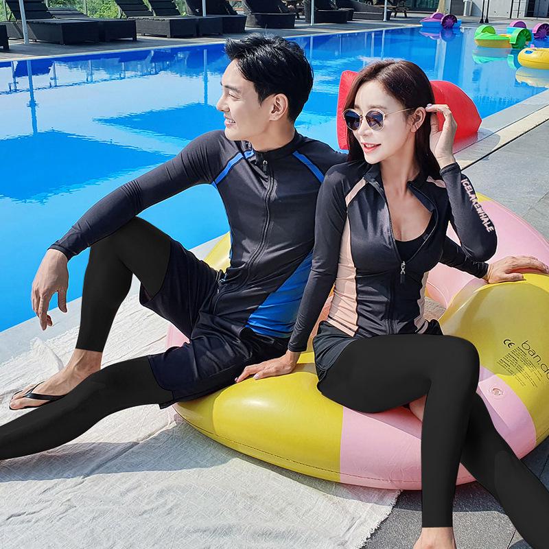 Korean 2020 Diving Suit Set: Sun-Protected Slimming Swimwear for Couples - Long Sleeve for Men & Women