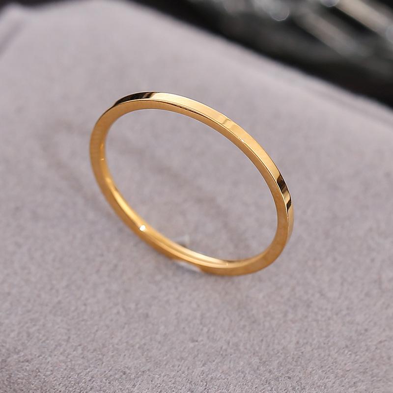 Bague en Acier Titane 18k Hypoallergénique Durable Acier Inoxydable Bande Fine Bijou Unisexe