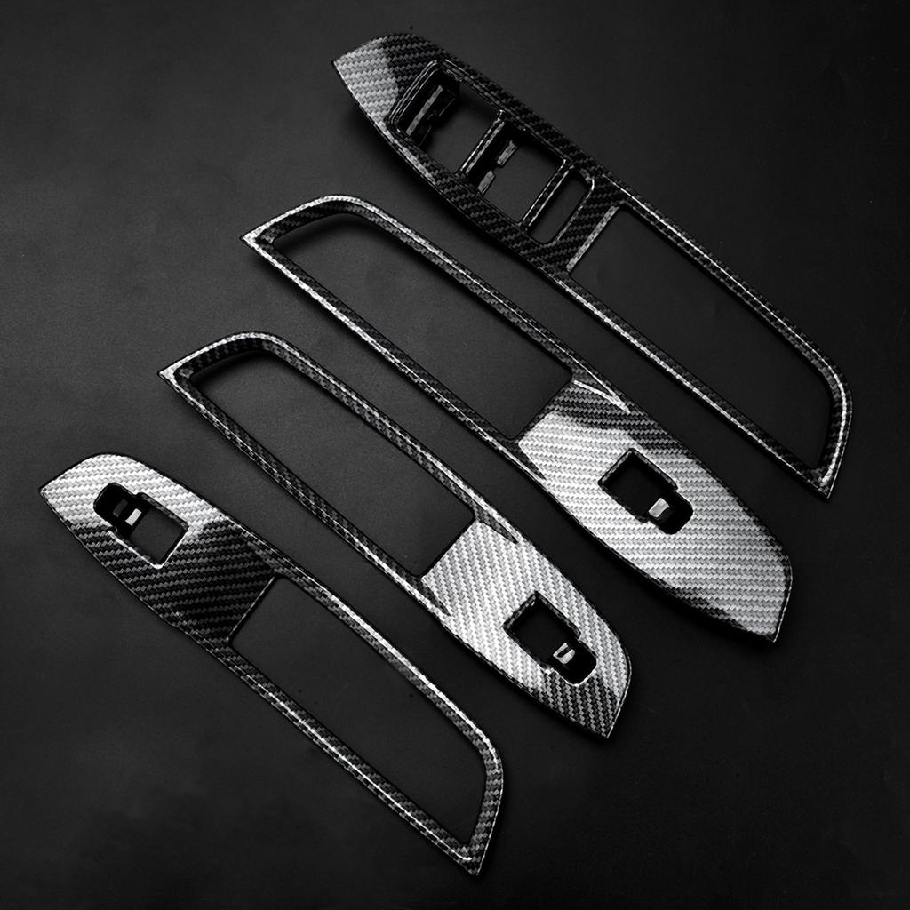 4pcs set Window Switch Panel Cover Trim Decorative Sticker for MG ZS 2017‑2018 Carbon Fiber
