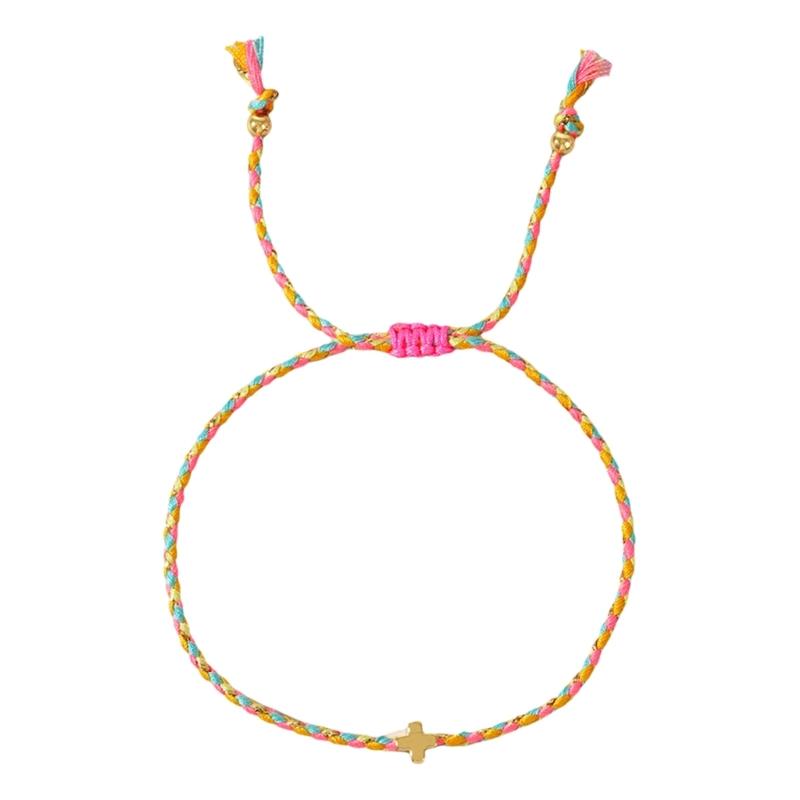 Trendiga bohemiska stilar Robust armband av bomullsrep med eleganta korshänge, för alla kön