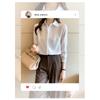 2026 Spring New Satin Long-Sleeve Shirt for Women, Elegant Chiffon Blouse, Ladies' Casual Solid Color Top