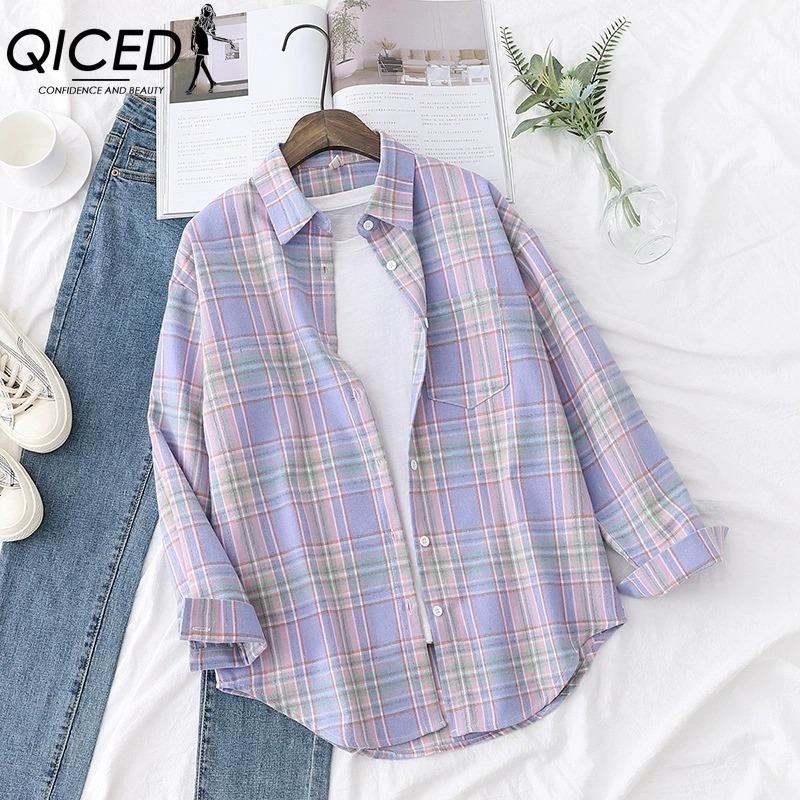 QICED Mote dame avslappet langermet POLO-hals bluser og skjorter