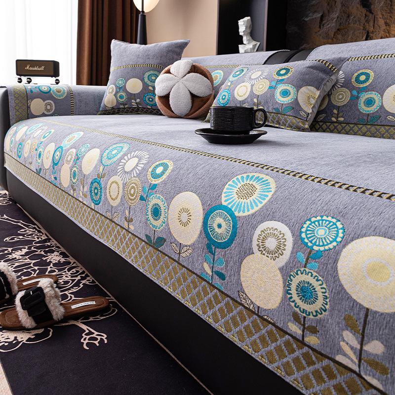 Light luxury high-end chenille sofa cushion universal in all seasons 2025 new seat cushion leather sofa cover cloth seat cushion