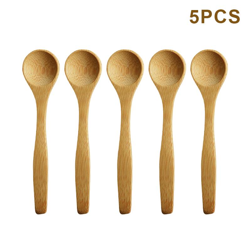 5Pcs Wooden Honey Spoon Ecofriendly Household Tableware Bamboo Kitchen Condiment Scoop Coffee Spoon Dessert Spoon Teaspoon