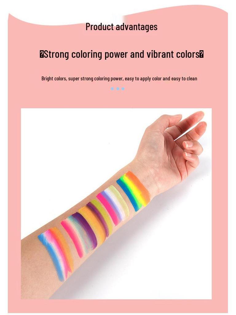 12-Color Patchwork Body Paint: Removable, Brush-Ready, Easy To Apply Halloween Stage Pigment