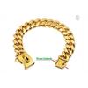 Metal Dog Collar Stainless Steel Pet Choker Gold Cuban Link Chain 14mm Wide Lead for Small Medium Large Dogs Pet Accessories