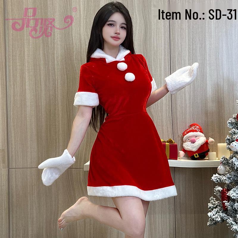 

2025 Золотий Оксамитовий Різдвяний Костюм Дівчини-Кролика - Сексуальний Костюм для Вечірки в Нічному Клубі One Size