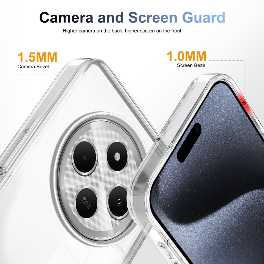 KEYSION Transparent Phone Case for Redmi 14C Soft TPU+PC Anti-slip HD Clear Shockproof Phone Back Cover for Xiaoami POCO C75