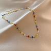 Color Crystal Beaded Necklace Female Collarbone Chain Summer Simple Choker Neck Chain