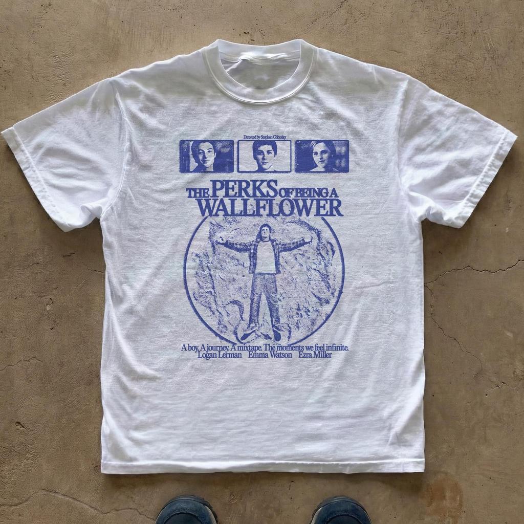 2026 Retro The Perks of Being A Wallflower T-shirt Classic Movie Quote Graphic Tee Vintage Oversized Y2k Men Women Heavyweight Cotton Short Sleeve