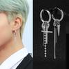 1 PC Rock Hip Hop Grunge Punk Earring Unisex Stud Earring Mens Single Spike Stainless Steel Cross Dangle Earring Guys Jewelry