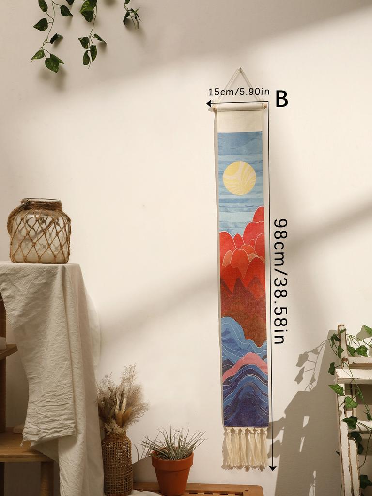 Macrame Tapestry Sunset Sunrise Handmade Wall Tapestries Boho Art Home Decoration Wall Hanging for Living Room Bedroom Ornament