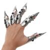 Gotycki Punk Rękawica Ręka Szkieletu Regulowany Metalowy Pazur Palca Szkielet Pełne Pierścienie na Palce na Halloween Cosplay i Imprezę