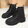 Autumn and winter new mid-heel square and round-toed Martin boots women's side zipper thick-soled women's short boots
