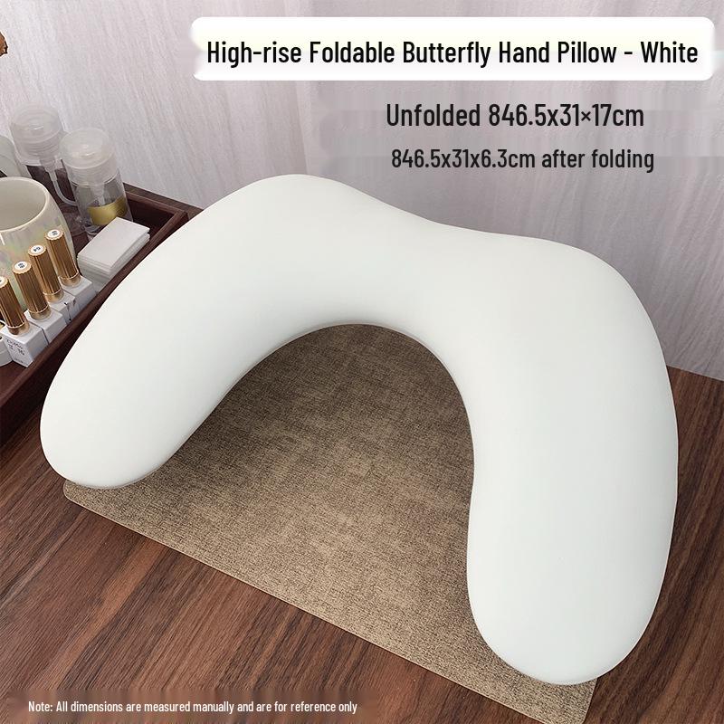 Russian-Style Foldable U-Shaped Leather Manicure Hand Rest with Butterfly Design