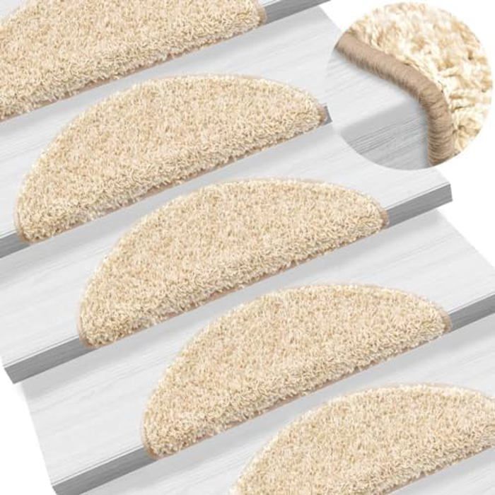 Tapis d'Escalier - VIDAXL - Crème - Antidérapant - Insonorisant - Lavable