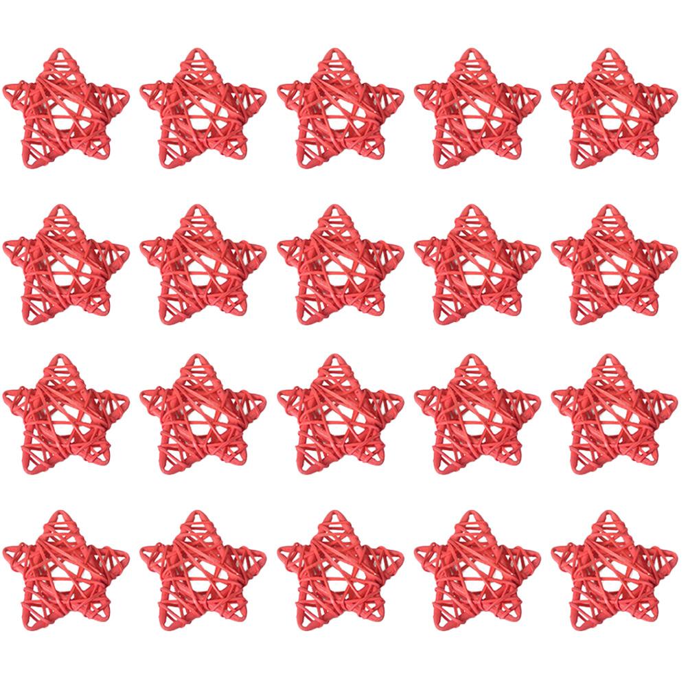 20 Stück Weihnachts Fünfzackiger Stern Deko Rattan Sterne Natürlich DIY Heim Hochzeitsdekoration Hängeornament für Mittelstück Schale