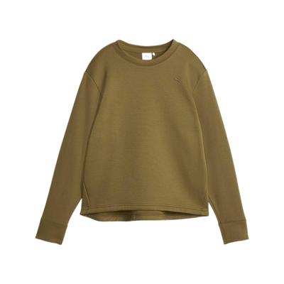Sweatshirt Confortable à Col Rond et Manches Longues pour Femme Vert Olive 620831-52