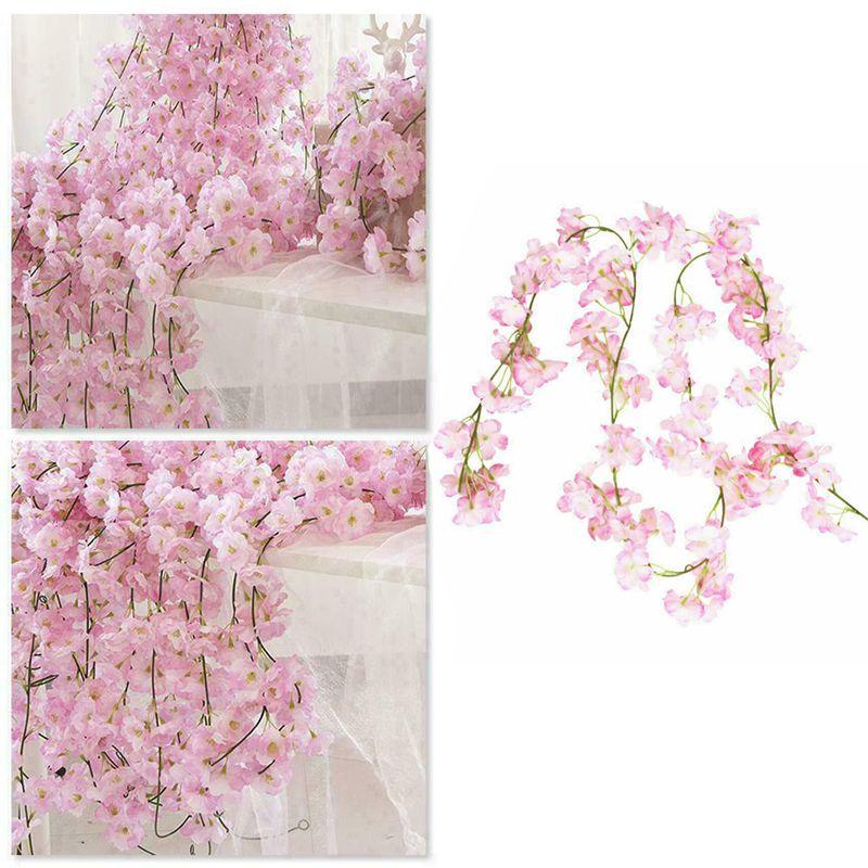 Stunning Pink And White Sakura Fake Flower Garland For Wedding Decorations