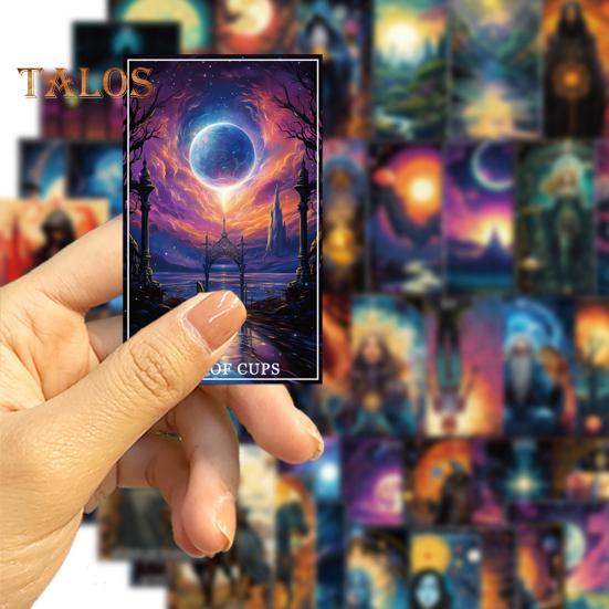 78Pcs Tarot Doodle Stickers PVC Waterproof Fade-Resistant DIY Laptop Luggage Decals Bright Color Tarot Card