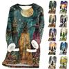 Women's Halloween Print Thick -Lined Lambswool Long Tunic Top for Fall and Winter