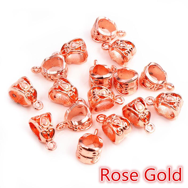 20pcs 13x8x8mm Beads Bails Pendants Jewelry Making DIY Necklace Silver Plated Gold Black Beads Bails Pendants Charm Beads Bails