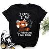 Cute Raccoon I Came I Saw T-shirts for Women Summer Tee Shirt Femme Casual Short Sleeve Round Neck Tops T-shirts