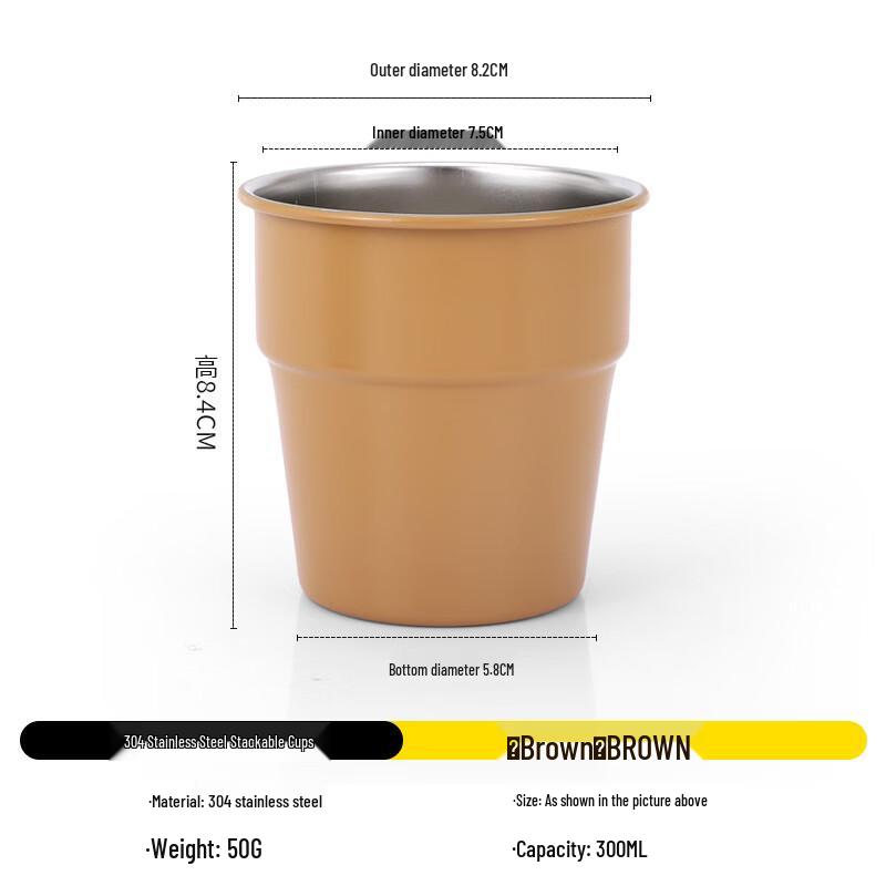 Hejiangshi HJS064 Outdoor Folding 304 Stainless Steel Stackable Cup