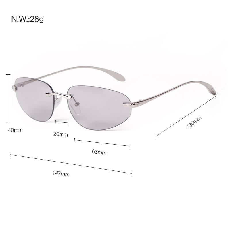 Fashion Y2K Oval Sunglasses Women Men Brand Designer Futurist Frameless Sun Glasses Cycling Sports Glasses  S95362