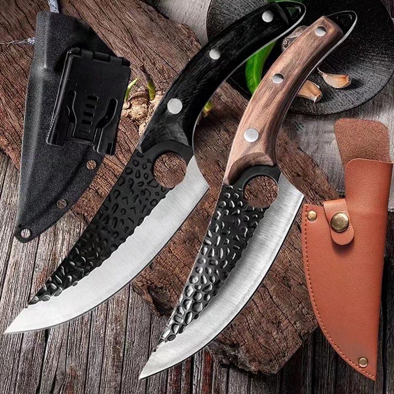 Japanisches Kochmesser Handgeschmiedet – Voll-Tang, Hochkohlenstoffhaltiger Stahl, Holzgriff, Für Profis & Hobbyköche