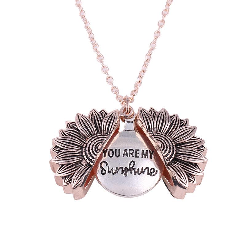 European-American Sunflower Pendant Necklace: Couple's Floral Alloy Jewelry Fantasy Gift