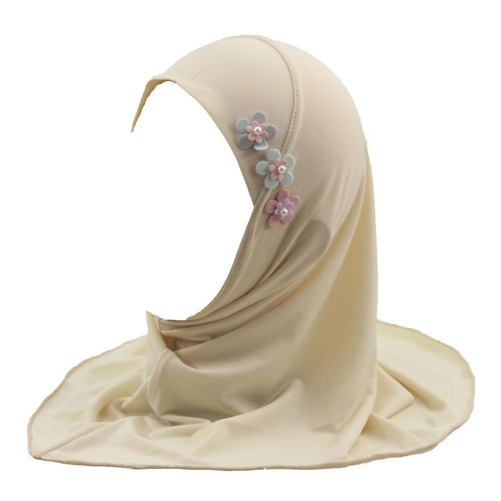 Stretch Little Girls Pull-On Hijab Soft Head Cover Beautiful Head Wrap Turban Outdoor